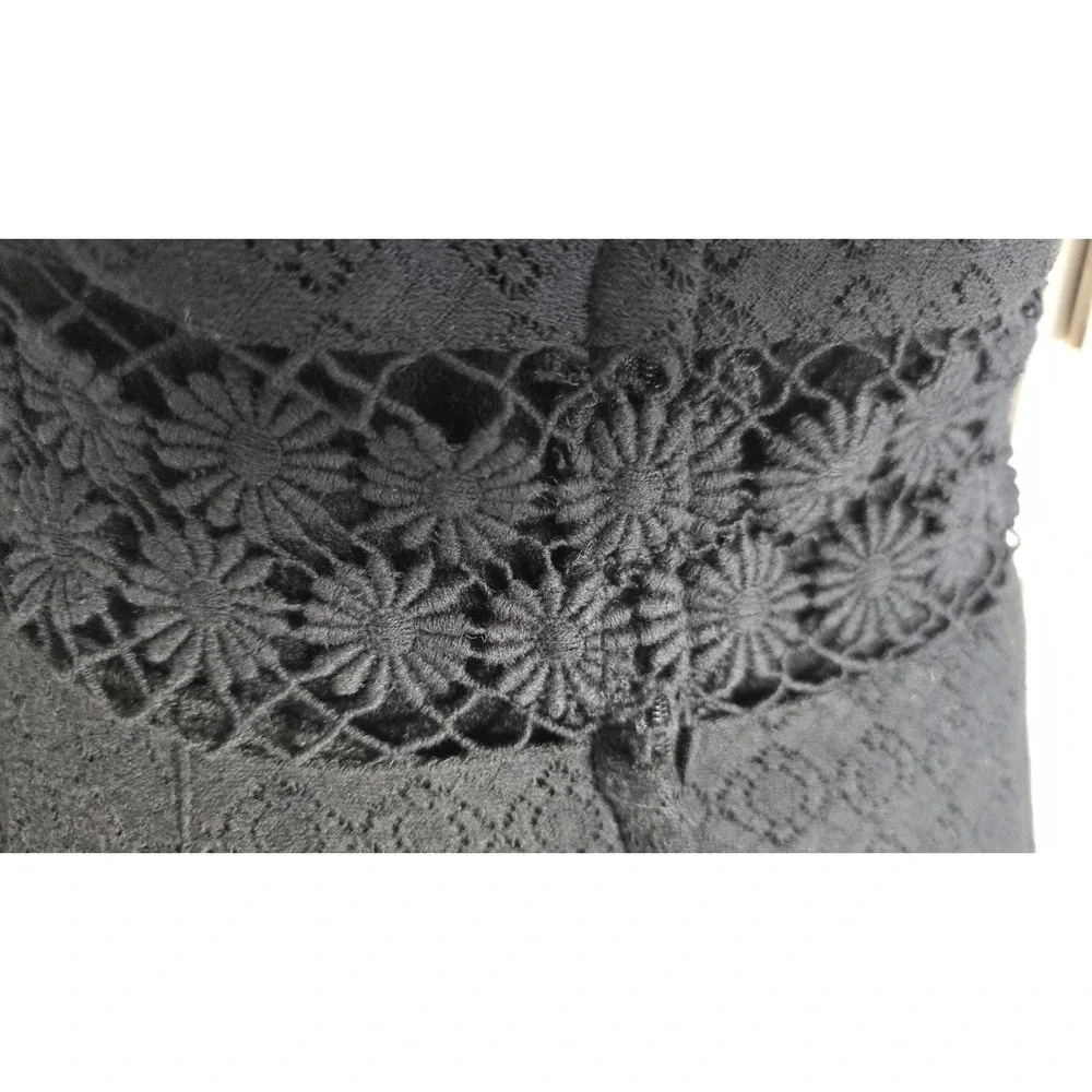 Free People Black Floral Embroidered Sleeveless A Line Peekaboo Dress Size 4‎ - Picture 8 of 13